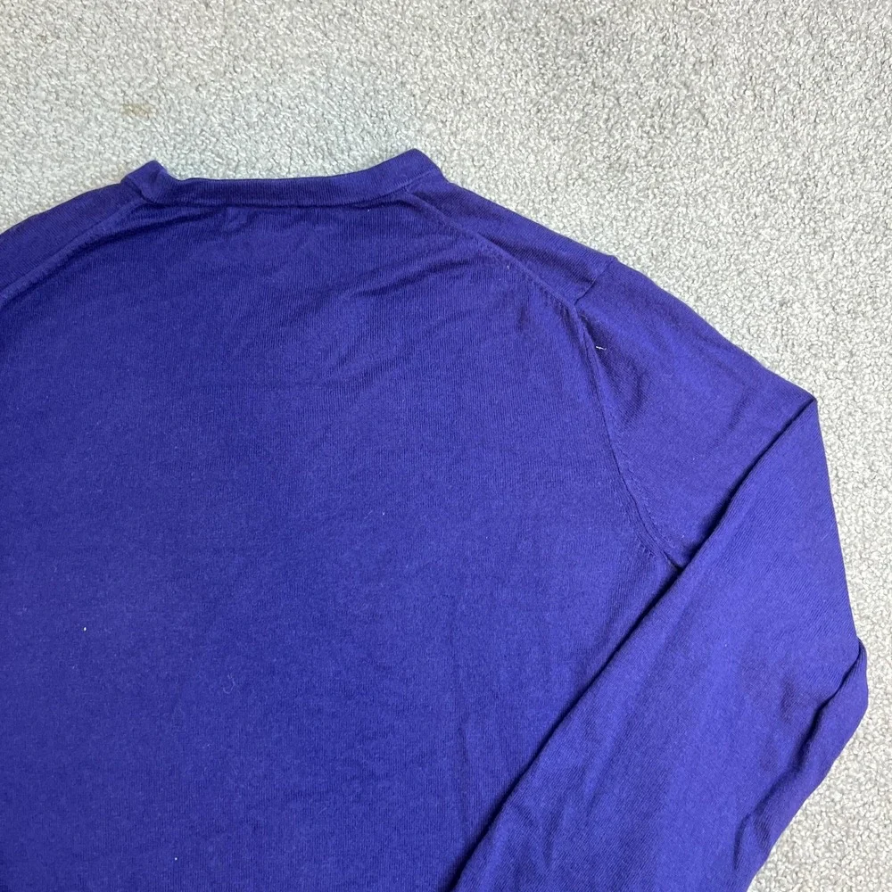 Banana Republic Sweater Mens Large Purple Silk Blend V Neck Pullover Lightweight